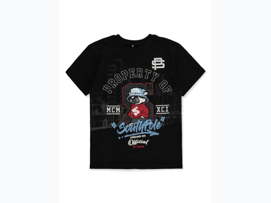 Boy's Southpole Varsity Bear Graphic T-Shirt in Black