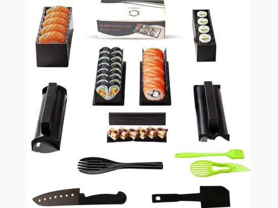 13 Pieces Pro Sushi Kit – Chef’s Knife, Cutting Mold, Avocado Slicer and More