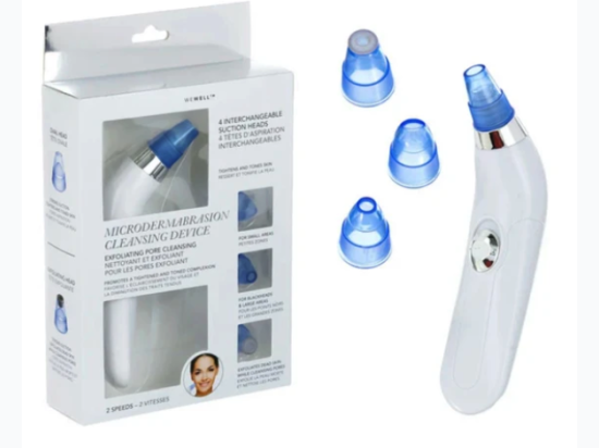 Microdermabrasion Pore Cleansing Device with 4 Interchangeable Suction Heads