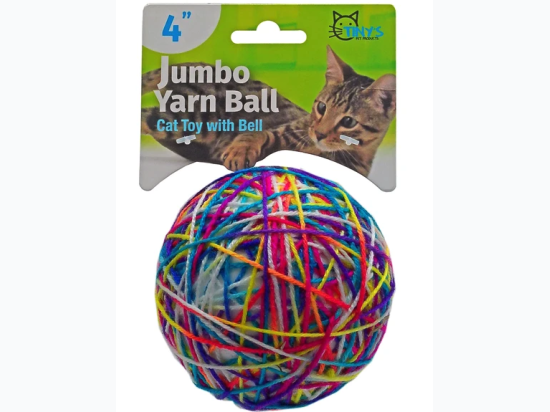 4" Jumbo Yarn Ball Pet Cat Toy with Bell