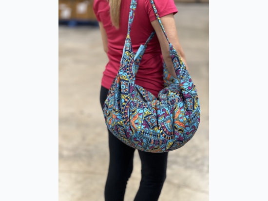 Lightweight Multicolor Paisley Print Hobo Style Tote Bag - 14"x22"