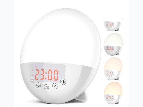 Wake Up Light Alarm Clock – Dimmable – Dual Alarms – 10 Natural Sounds