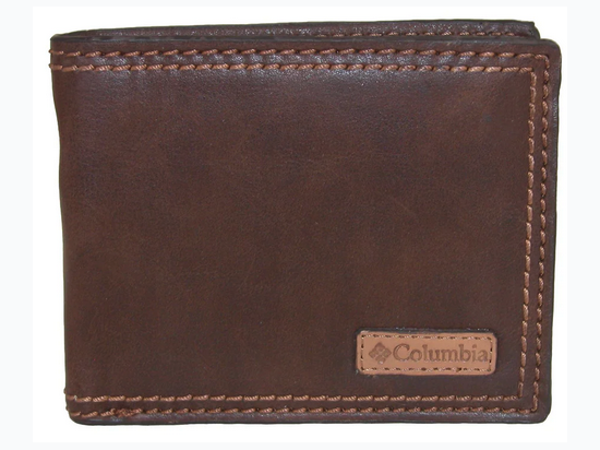 Men's Brand Name RFID Protected Passcase Bifold Wallet in Brown