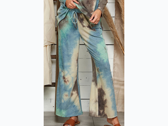 Plus Size Wide Leg Tie Dye Pocket Bell Pants - 2 Color Options