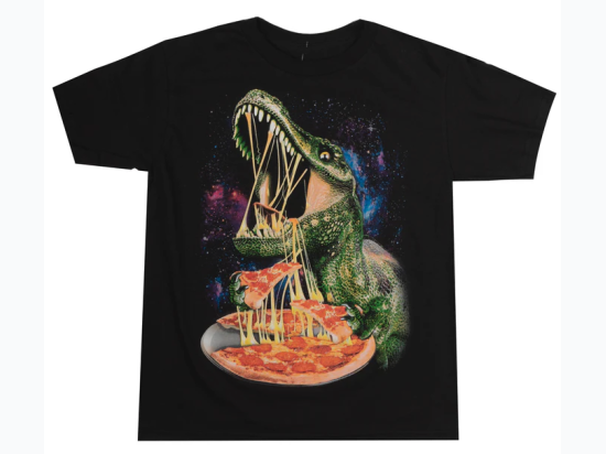 Boy's Dinosaur/Pizza T-Shirt In Black