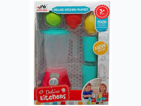 Kitchen Classic Blender Appliance with Accessories and Three Fruits Pretend Playset