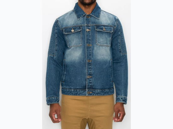 Men's Denim Biker Jacket - 3 Color Options