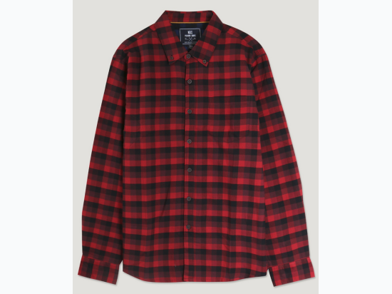 Men's Twill Plaid Flannel Shirt - Red