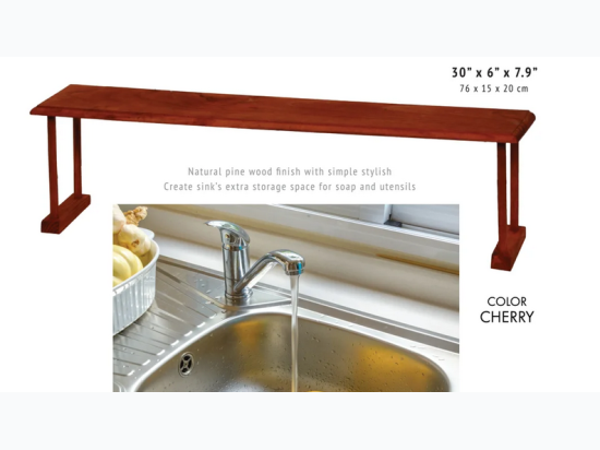 Wooden Over-Sink Shelf Rack - Cherry