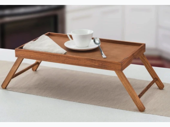 Home Basics Folding Multi-Purpose Wood Bed Tray