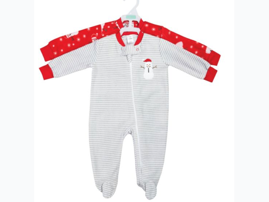 2-Pack Fleece Sleep and Play - Snowman - 0-3 Months