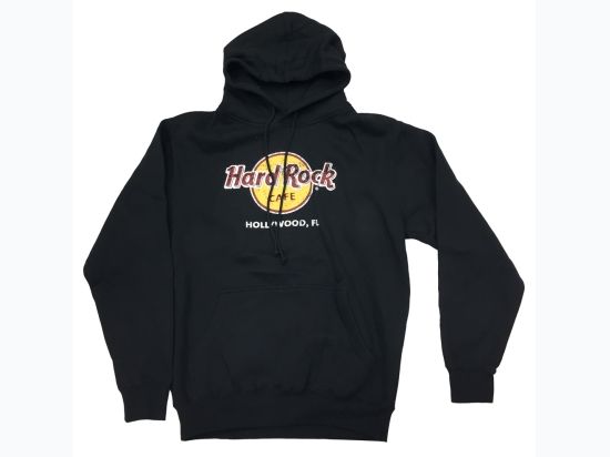 Unisex Classic Logo Hoodie Black - Hard Rock - Hollywood Fl - Size Large