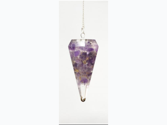 Large Amethyst Orgone Pendulum with Chain