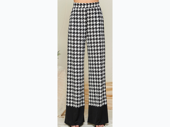 Women's Houndstooth Palazzo High Waisted Pant