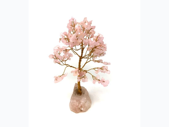 Rose Quartz Gemstone Copper Wire Tree - 160ct Chip - 7" H