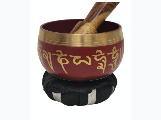 Red 3"D Tibetan Singing Bowl Set