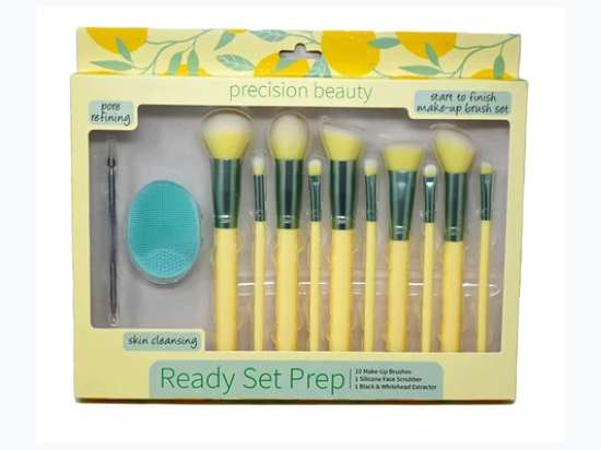 12 Pack Yellow Makeup Brush Kit