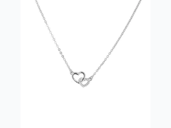 Women's Hollow Conjoined Heart Necklace in Silver