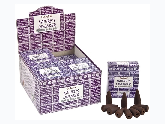 Goloka Nature's Lavender Backflow Incense Cones - 10ct Box