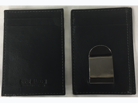 Men's Steve Madden Leather Money Clip Wallet in Black