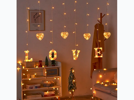 Worded Love & Hearts LED String Lights