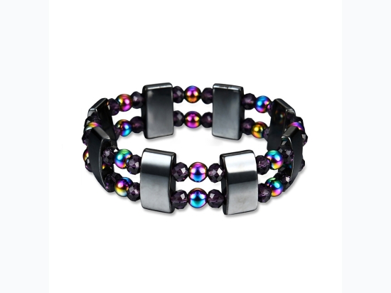 Handmade Multi-Color Double Layer Hematite Stretch Bracelet