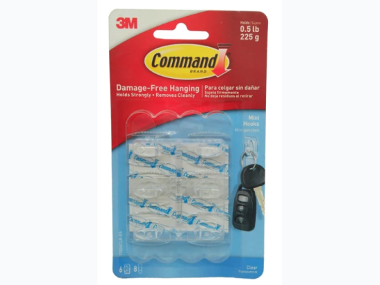 3M Command Hook 6 Pack Clear - .5 lb