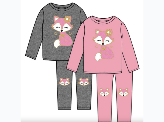 GIRLS PINK Fox Applique Crew Neck Jog Set W Kneehits - 2 Color Options