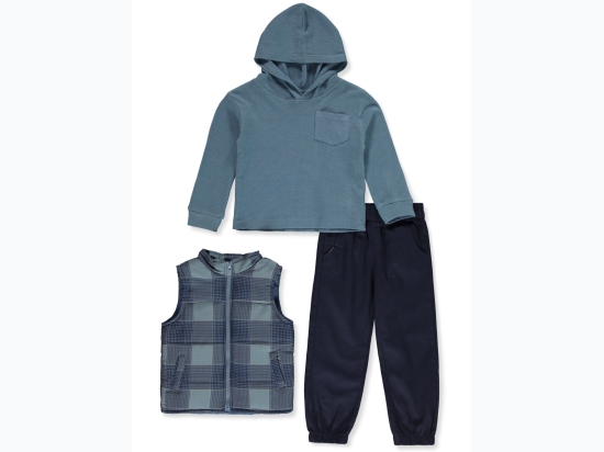 Infant Boy Tahari 3pc Hoodie, Vest & Jogger Set in Navy