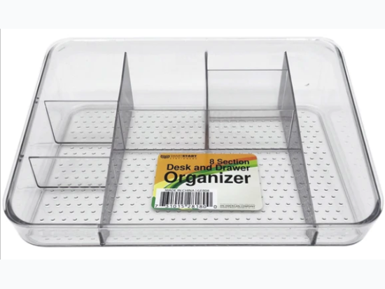 10" x 7.75" 8-Section Clear Desk and Drawer Organizer