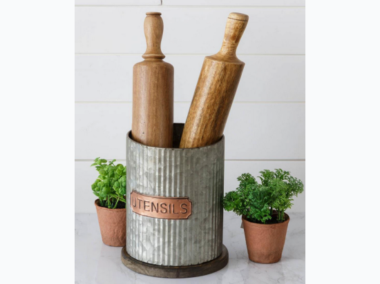 Utensils Holder - Corrugated Metal