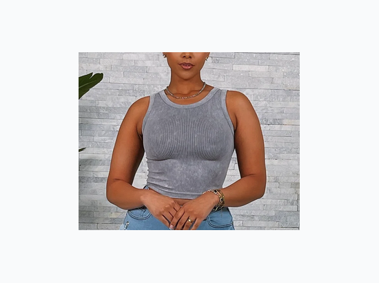 Junior Plus Mineral Washed Rib Tank Top - 2 Color Options