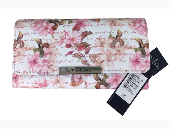 Famous Maker Clutch Wallet - Pink Floral On White