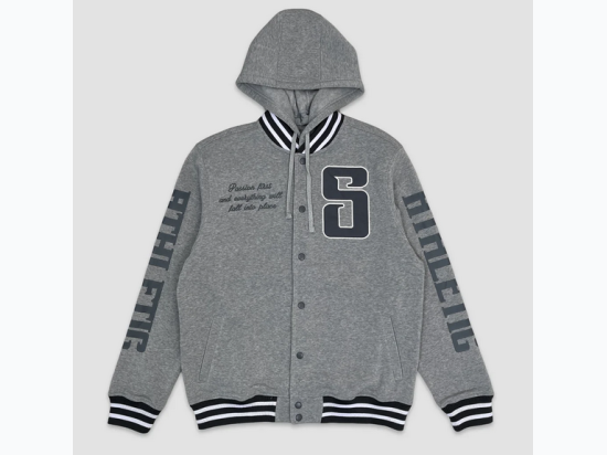 Men's Superior Fleece Varsity Jacket in Grey