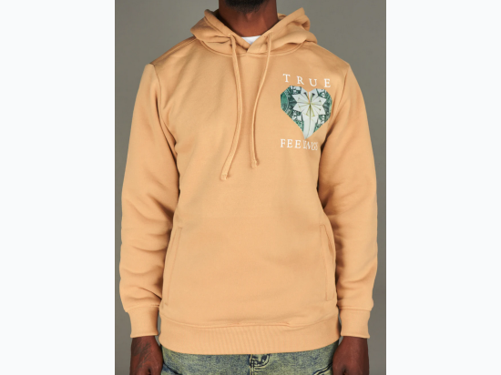 Men's True Feelings Fleece Hoodie in Beige