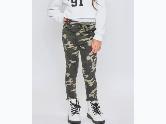 YMI Girl's Camo Print Twill Pull-On Skinny With Faux Drawstring Sizes 4 - 6X