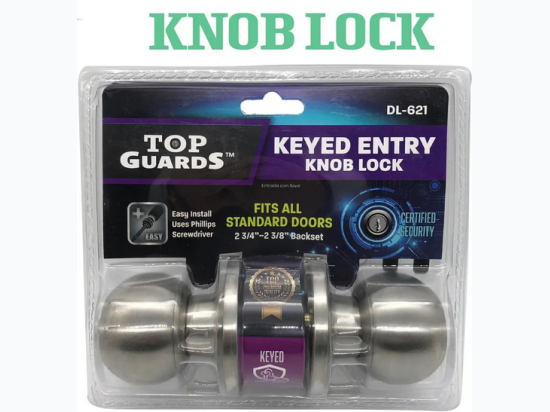 Keyed Entry Knob Lock - Stainless Steel