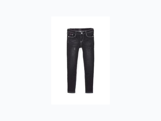 Boy's Stretch Contrast Seam Denim Jeans in Black