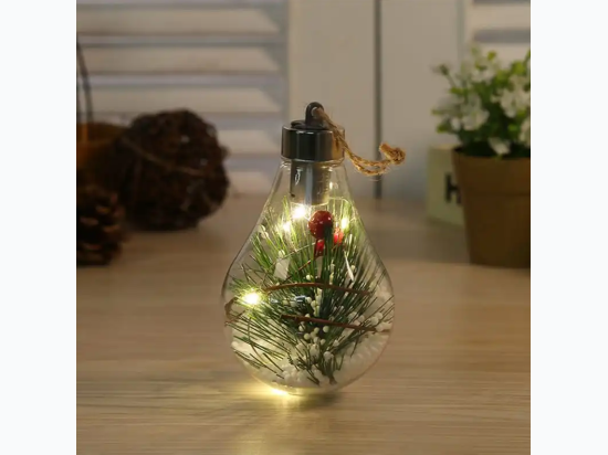 Lightbulb Shape LED Transparent Light Ball Tree Ornament