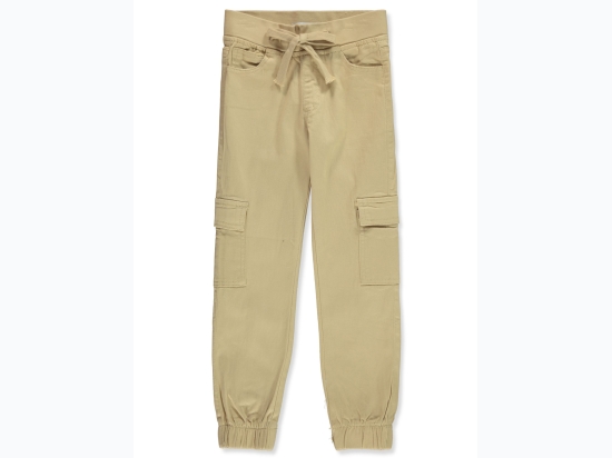 Girl's Lightweight Drawstring Cargo Joggers in Khaki - Sizes 4-6x