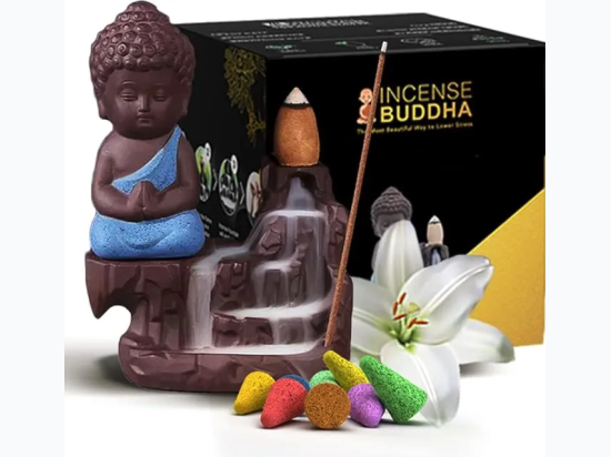 Inscents Buddha Backflow Incense Burner w/ 10ct Cones