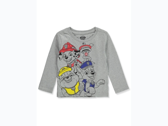 Boy's Paw Patrol Sketch Graphic Long Sleeve T-Shirt in Grey