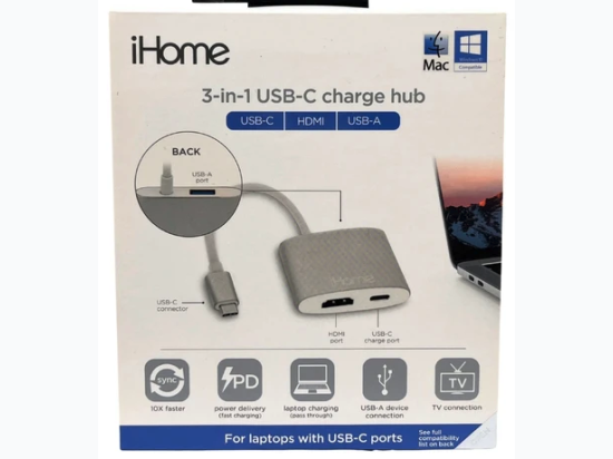 iHome USB C Hub with HDMI Port Colors May Vary