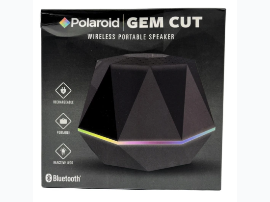 Polaroid Gem Cut Wireless LED Bluetooth Speaker in Black