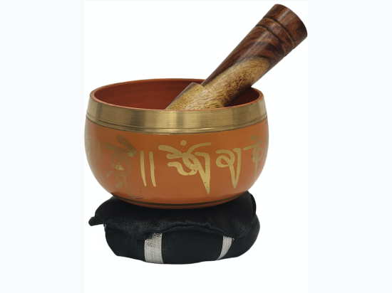 Orange 3"D Tibetan Singing Bowl Set