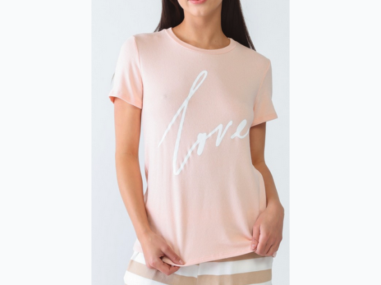 Women's Love Short Sleeve Crew Neck Top in Blush