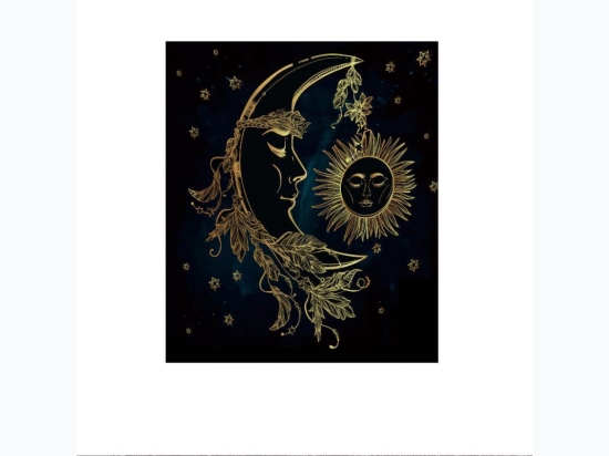 Lightweight Sun, Moon & Stars Printed Tapestry w/ Hanging Hardware