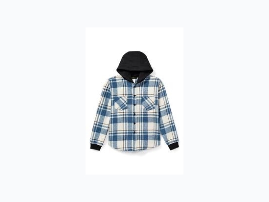 Boy's Plaid Flannel Button-Up Hooded Shirt - 4 Color Options