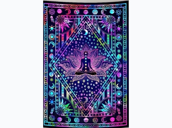 Tie Dye Celestial 7 Chakra Meditation  Tapestry - 55''x85''