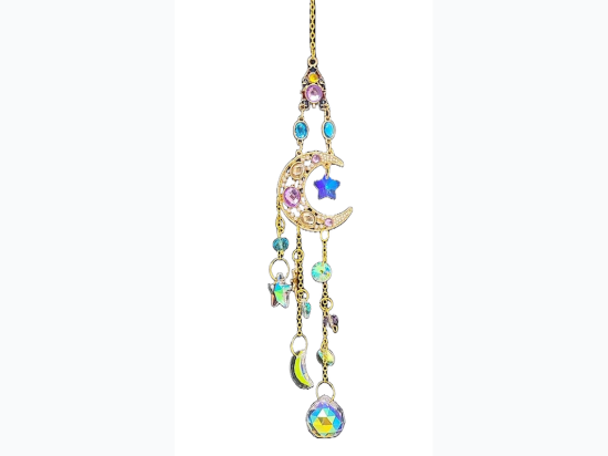 Jeweled Moon & Crystal Suncatcher - 15" L